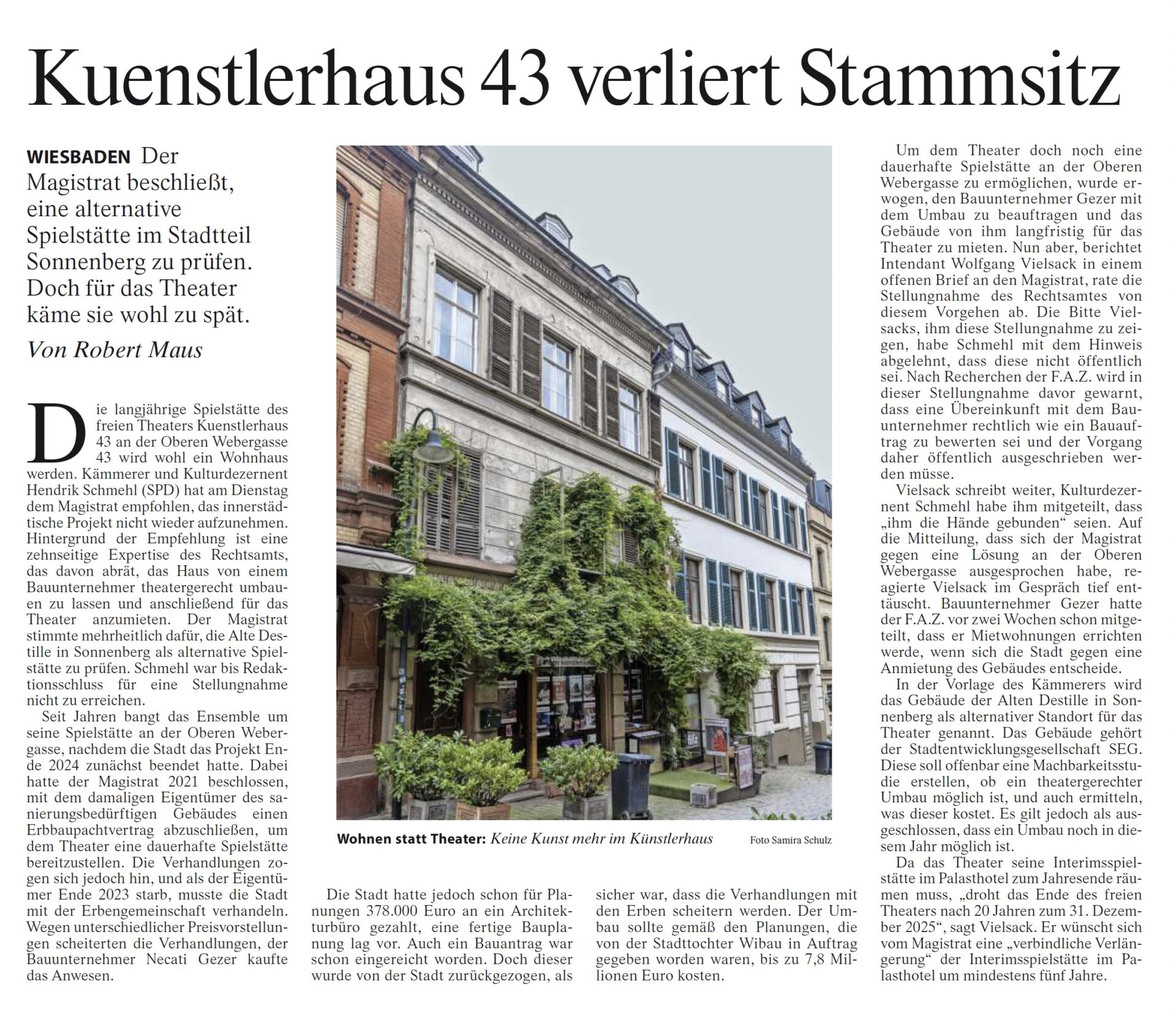 FAZ kuenstlerhaus43 verliert Stammsitz