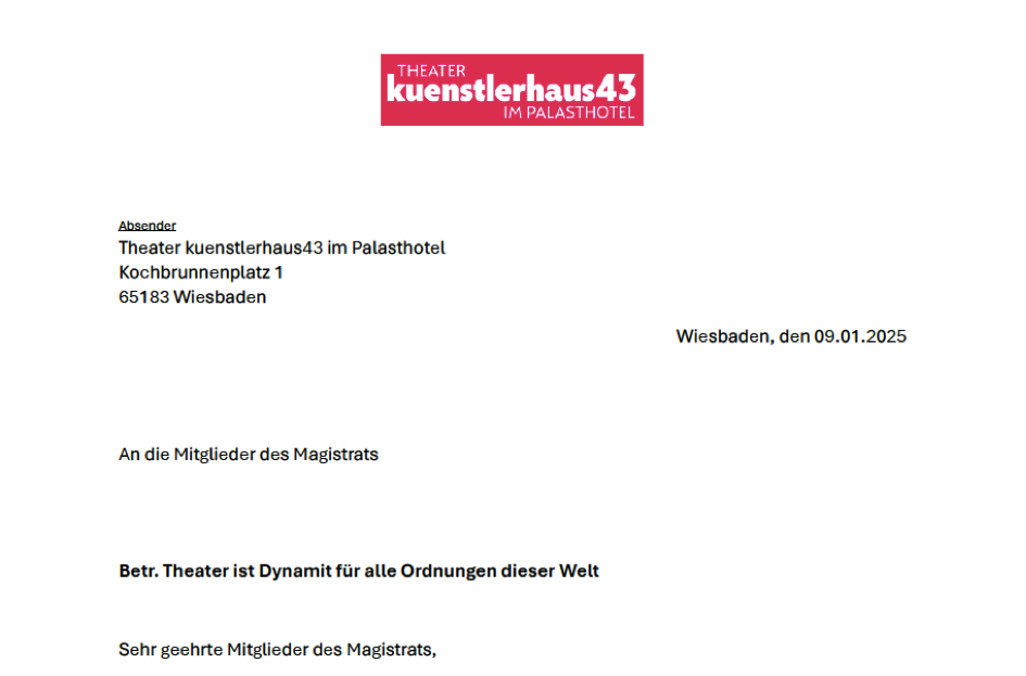 Offener Brief an den Magistrat zur ersten Sitzung 2025