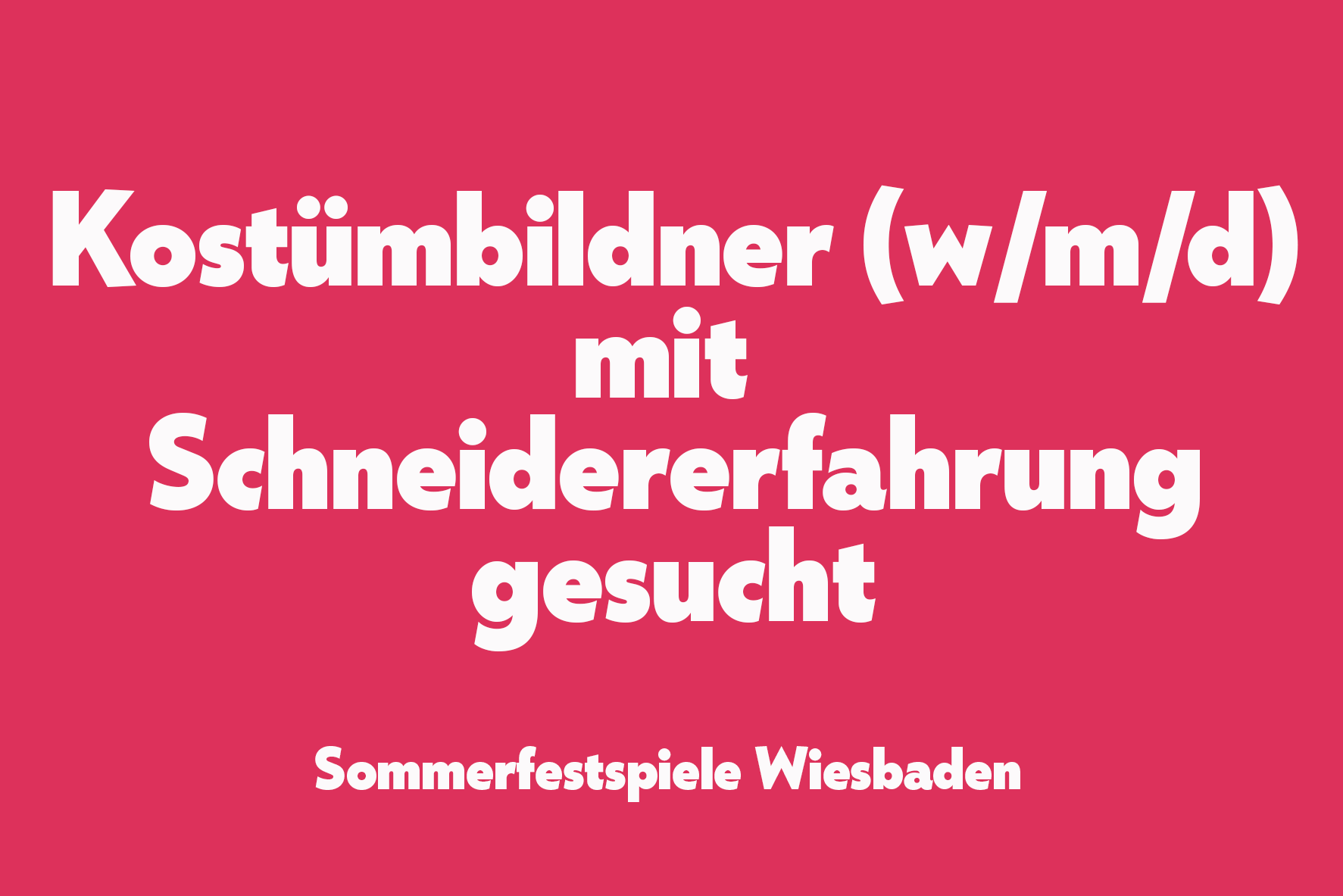 Kostümbildner (w/m/d) mit Schneidererfahrung für die Sommerfestspiele gesucht